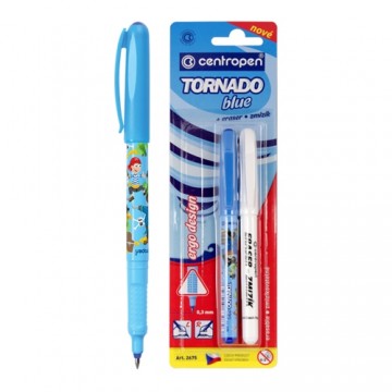 Pero guľôčkové CENTROPEN 2675/2 Tornado Blue + zmizík