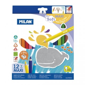 Pastelky MILAN Maxi trojhranné voskové 12 ks + orezávatko