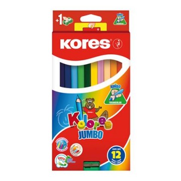 Farebné ceruzky, trojhranný tvar, hrubé, KORES "Jumbo"