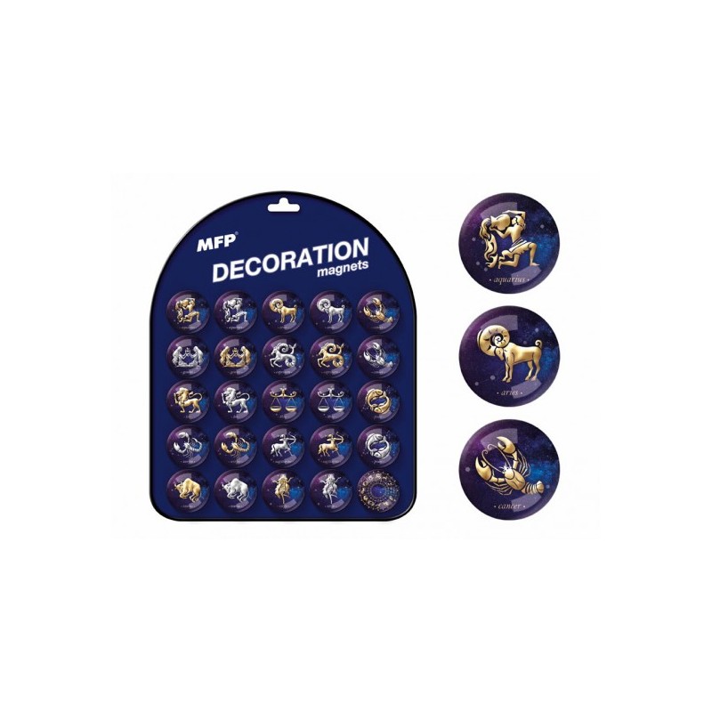 Magnet dekoračný guľatý 3,5cm mix č.5 - horoskopy