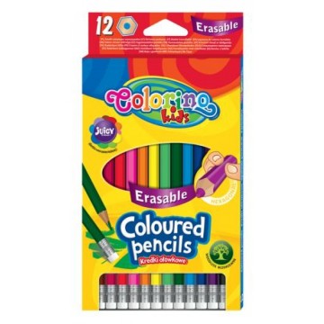 Colorino pastelky vygumovateľné, hexagonálne, s gumou, 12 farieb