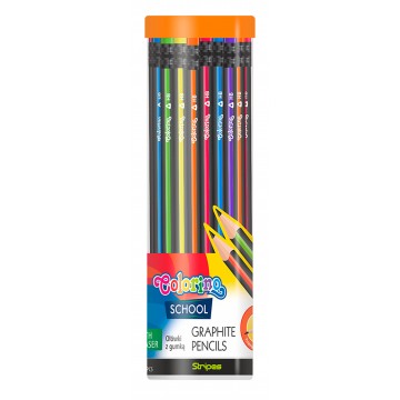 Colorino ceruzka Stripes, trojhranná, s gumou, mix farieb
