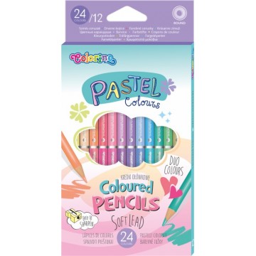 Colorino Pastel obojstranné pastelky, okrúhle, 24 farieb