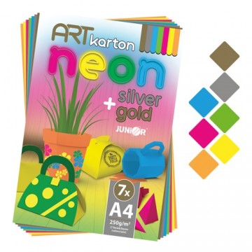 Blok farebného papiera - výkres ART CARTON NEON A4 250g (7 ks) m