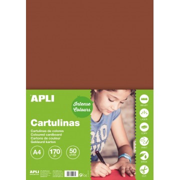 APLI farebný papier, A4, 170 g, hnedý