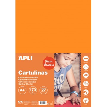 APLI farebný papier, A4, 170 g, fluo-oranžový
