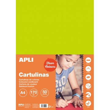APLI farebný papier, A4, 170 g, fluo-zelený