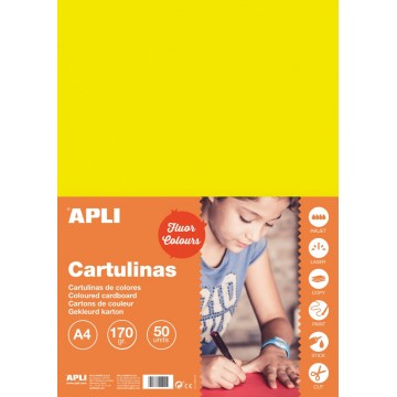 APLI farebný papier, A4, 170 g, fluo-žltý