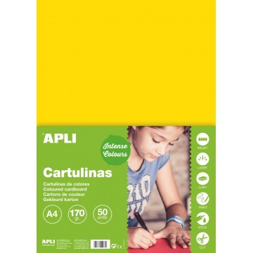 APLI farebný papier, A4, 170 g, žltý