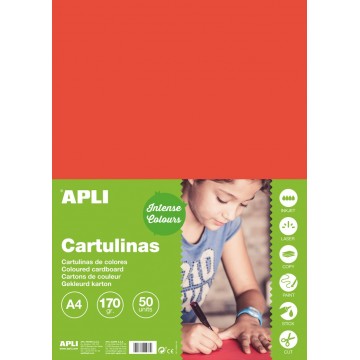 APLI farebný papier, A4, 170 g, červený