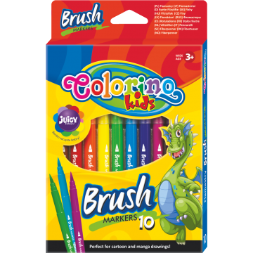 Colorino fixky Brush, dlhý štetcový hrot, 10 farieb