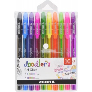 Gélové pero, sada, 0,33 mm, s uzáverom, ZEBRA "Doodler`z Neon &