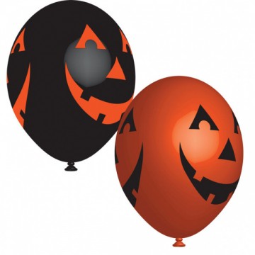 Latexové balóniky Halloween Čierne a oranžové - 28cm - 6 ks
