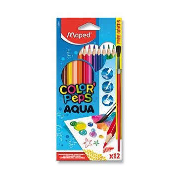Maped Color'Peps Aqua - pastelky - 12 farieb + štetec