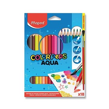 Maped Color'Peps Aqua - pastelky - 18 farieb + štetec