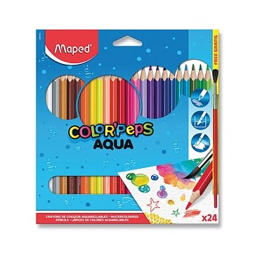 Maped Color'Peps Aqua - pastelky - 24 farieb + štetec