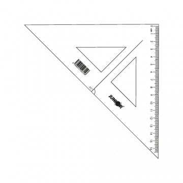 Pravítko trojuholník s ryskou 16 cm, transparentné voľne balené