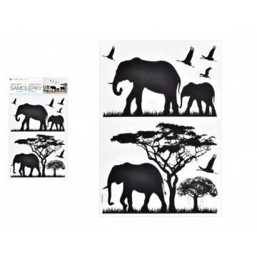 Samolepiaca dekorácia 10475 čierne slony 24 x 42 cm