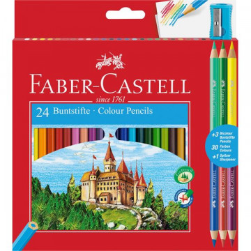 Pastelky Castell 24 farebné set+3 bi-color