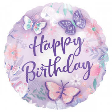Fóliový balónik Motýliky - Happy Birthday 43 cm